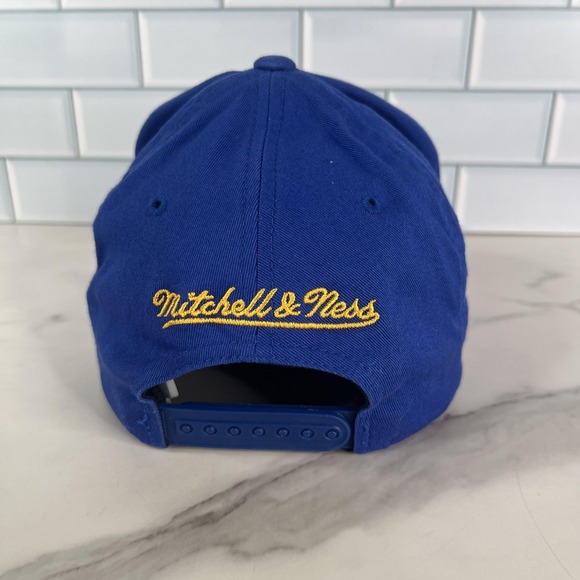 Golden State Warriors Hat Snap Back Blue Yellow Basketball Mens Mitchell Ness - Picture 5 of 13